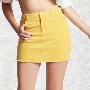 NWOT Forever 21 yellow corduroy mini skirt
